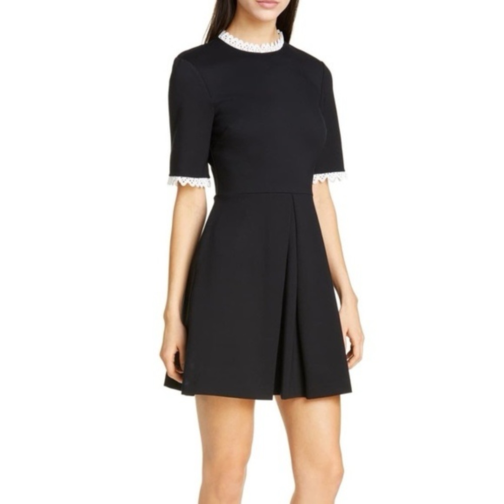Ted Baker Black Blussum Brodiere A Line Dress Lace Hem